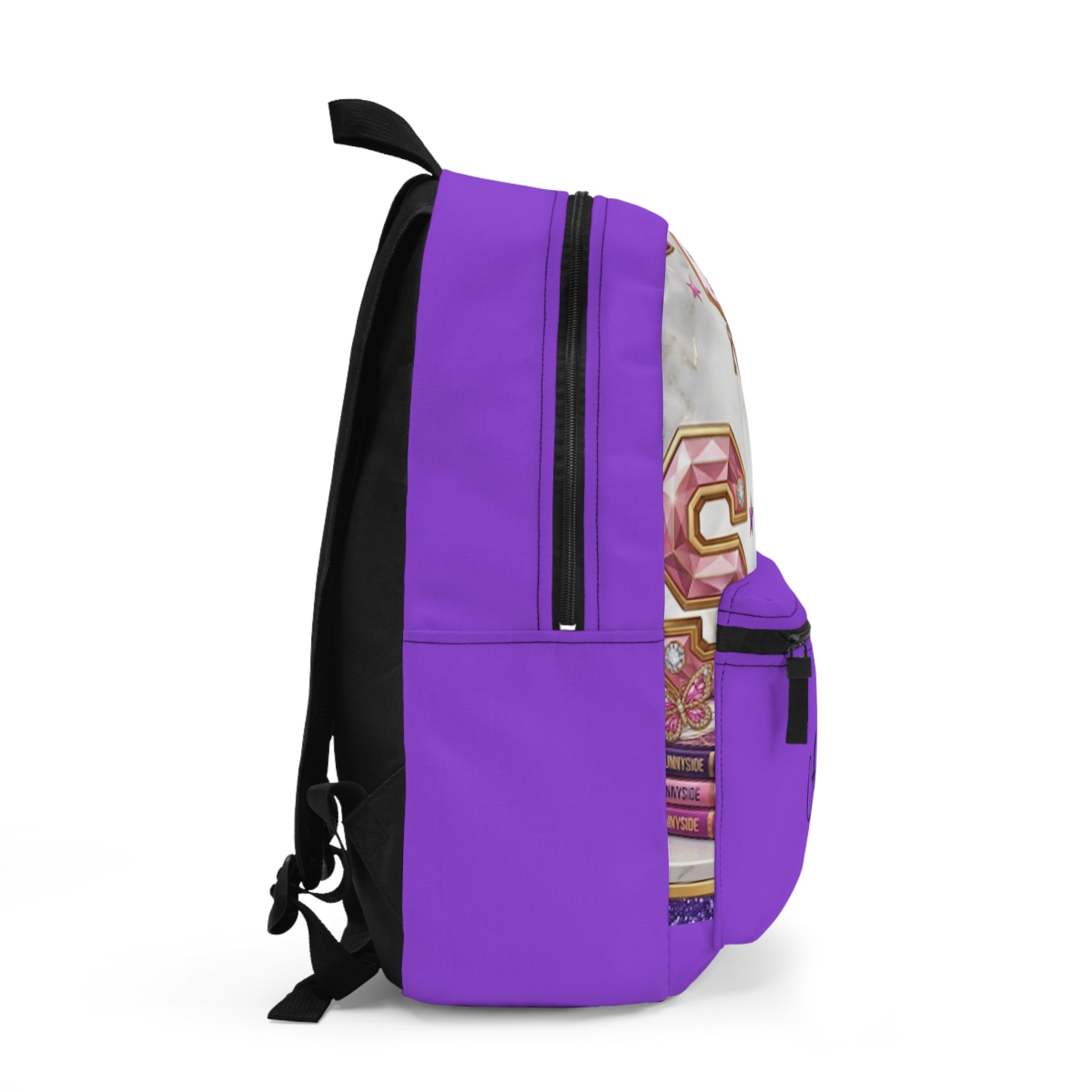 Personalized Purple Kids Backpack – "Ameia" Sunnyside Elementary Design