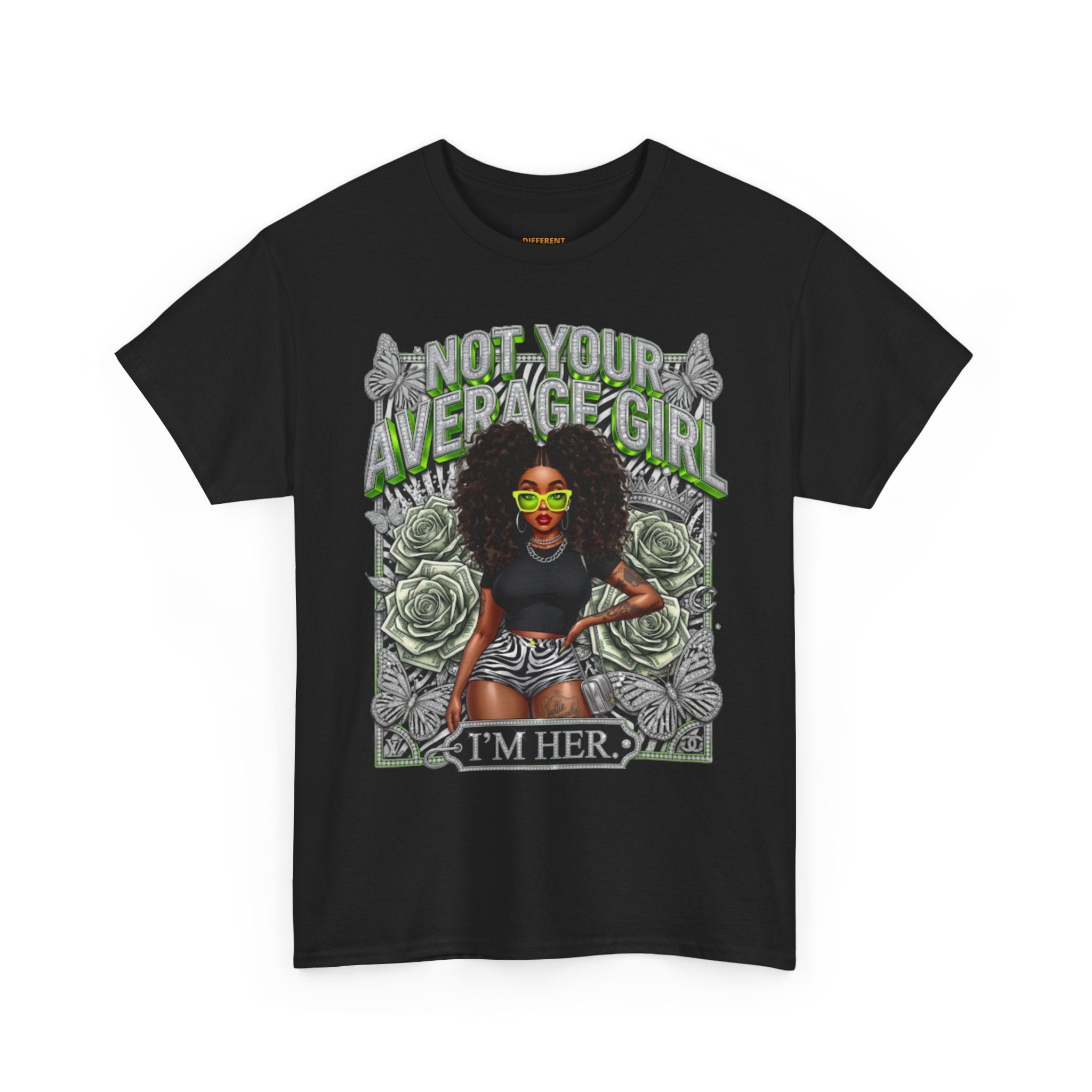 Not Your Average Girl Graphic Tee — "I'm Her" Afrocentric Rose Design