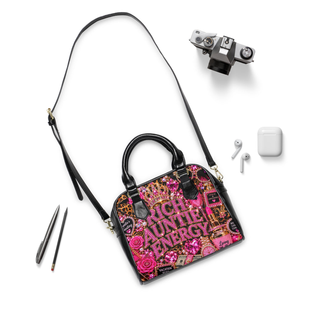 Rich Auntie Energy Shoulder Handbag — Sparkle Pink Statement Purse