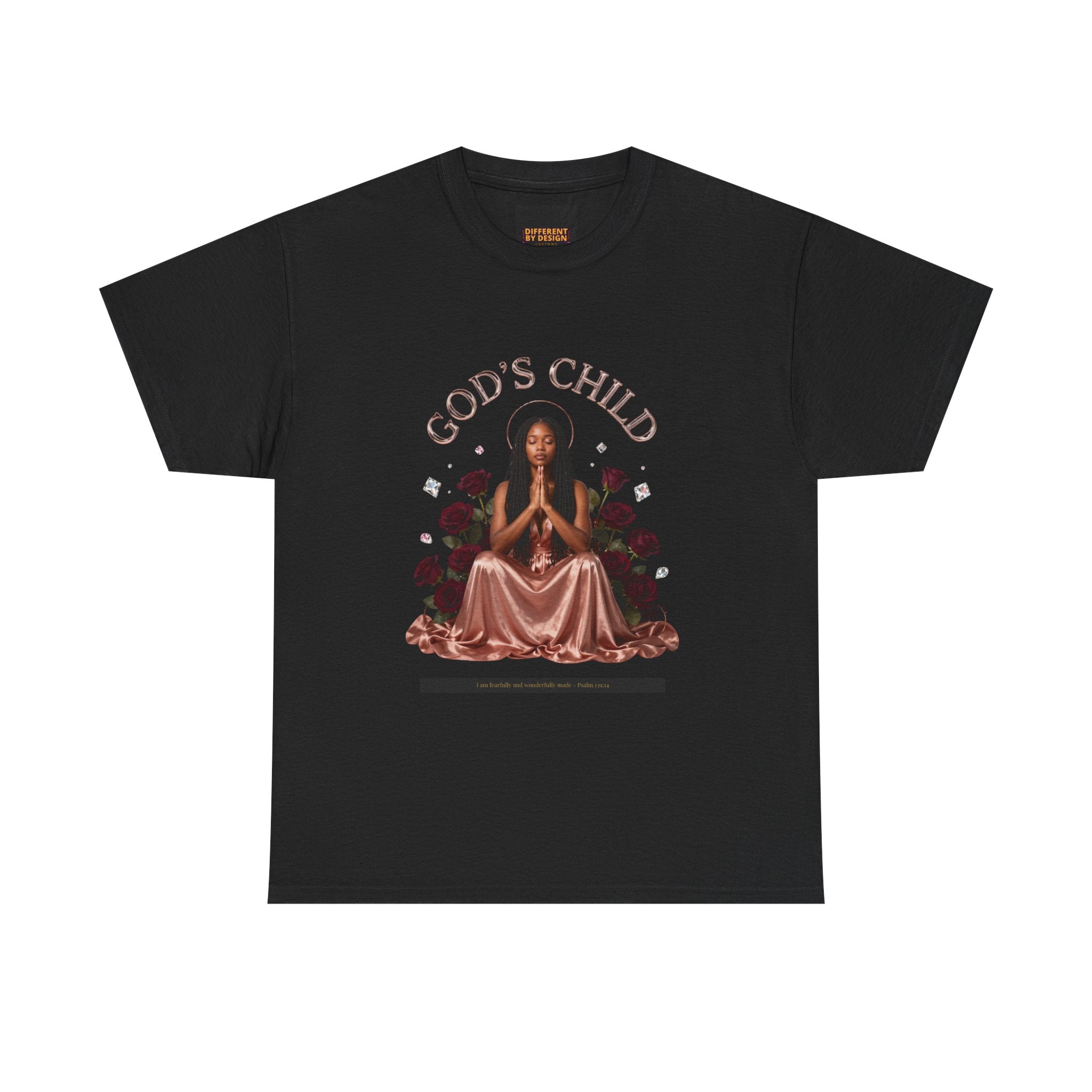 God's Child Tee — Faith-Based Graphic Shirt with Praying Woman Design