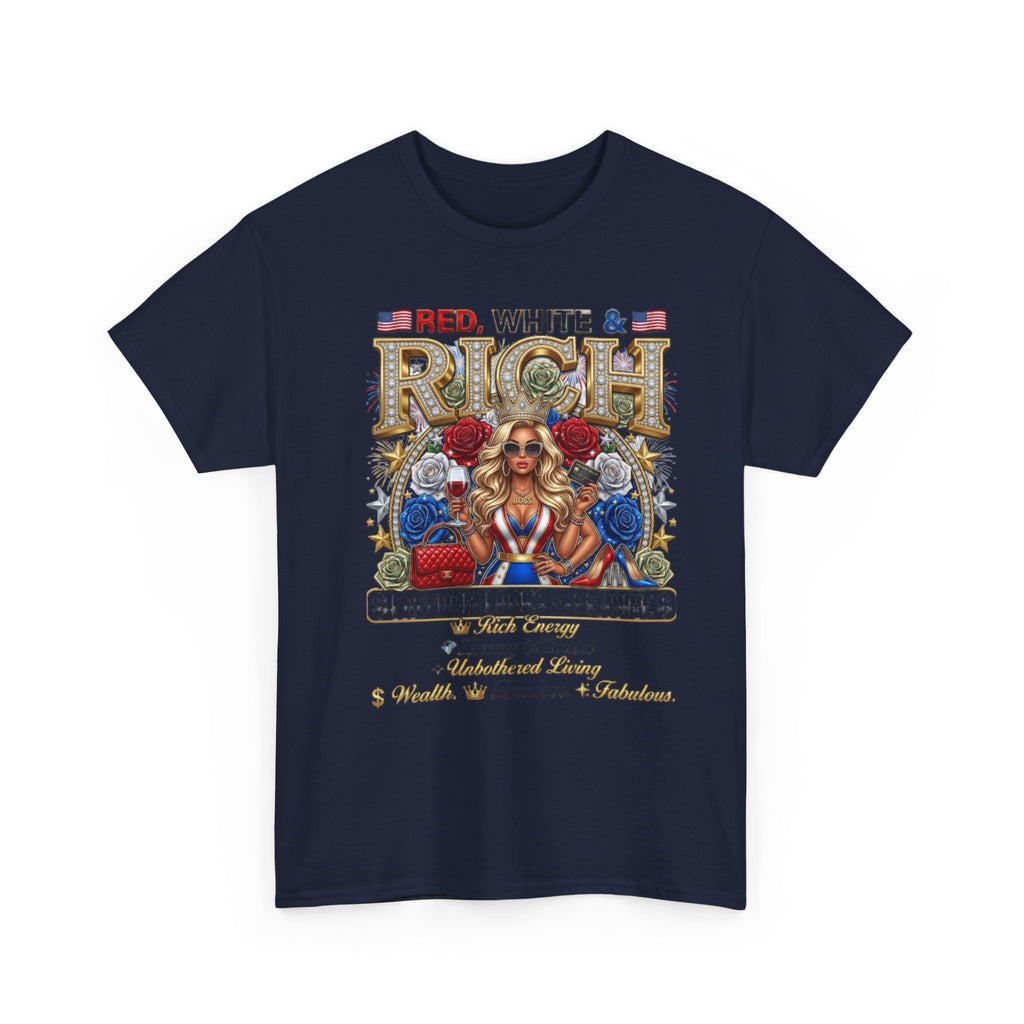 Red, White & Rich Graphic T-Shirt — Patriotic Vintage Pinup Tee