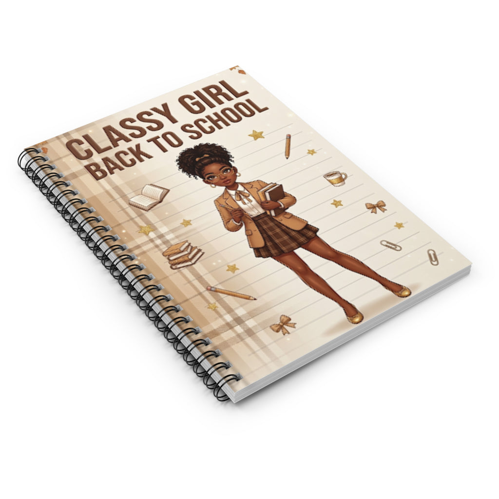 Classy Girl Back to School Spiral Notebook — Cute African American Student Journal