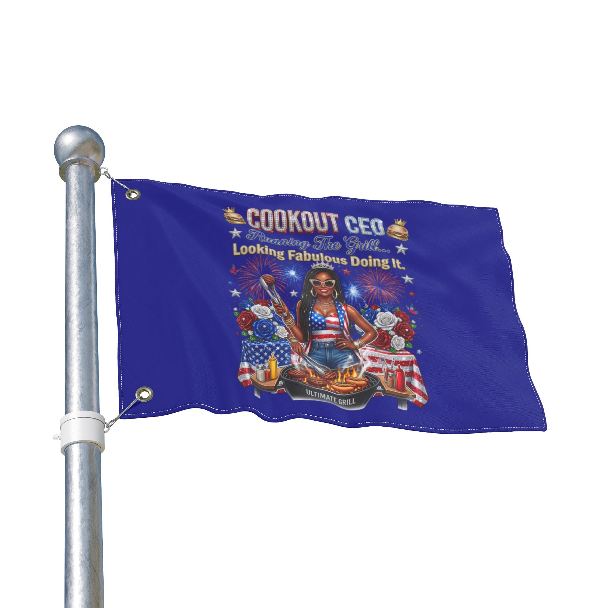 Cookout CEO Flag – “Looking Fabulous Doing It” Double-Sided Patriotic BBQ Decor