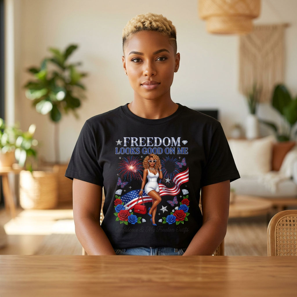 Freedom Looks Good On Me Tee — Patriotic 4th of July Graphic Shirt