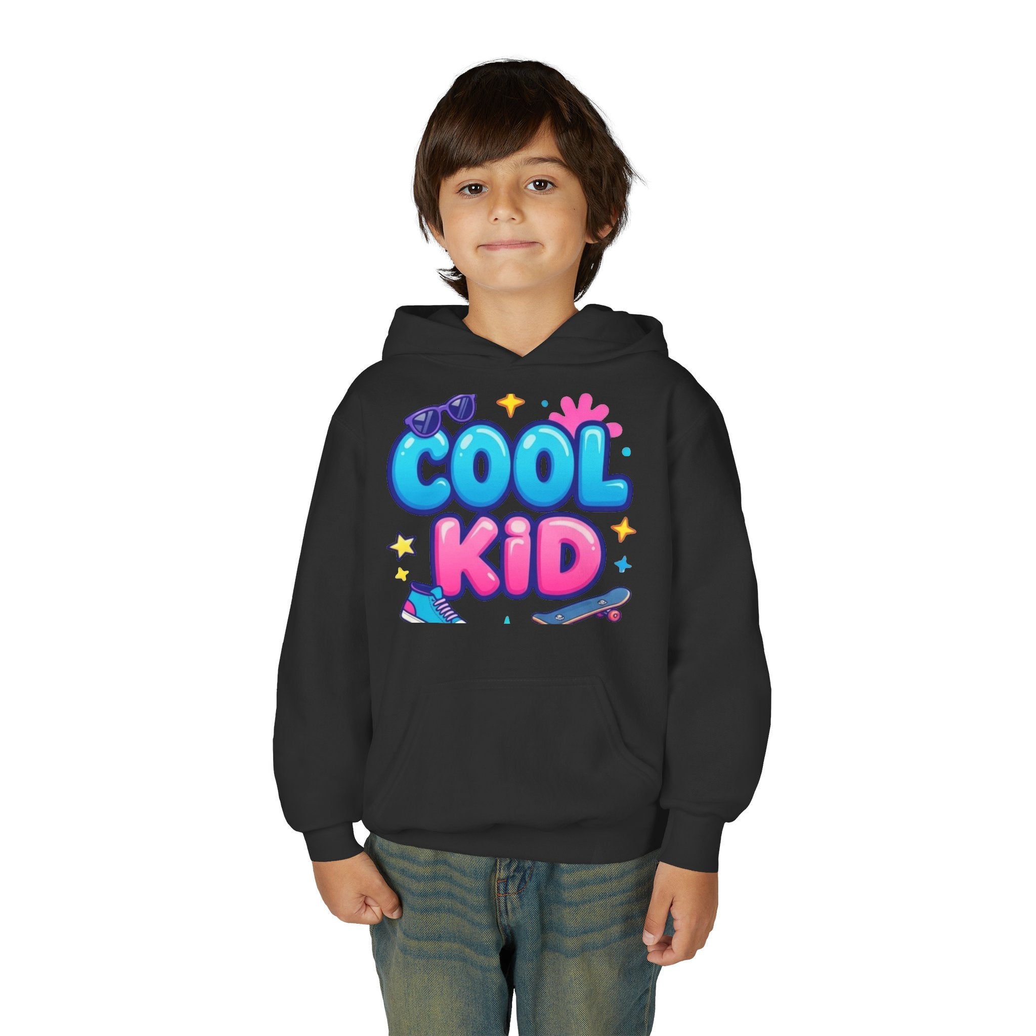 Cool Kid Youth Hoodie — Fun Colorful Skate & Sunglasses Graphic Sweatshirt