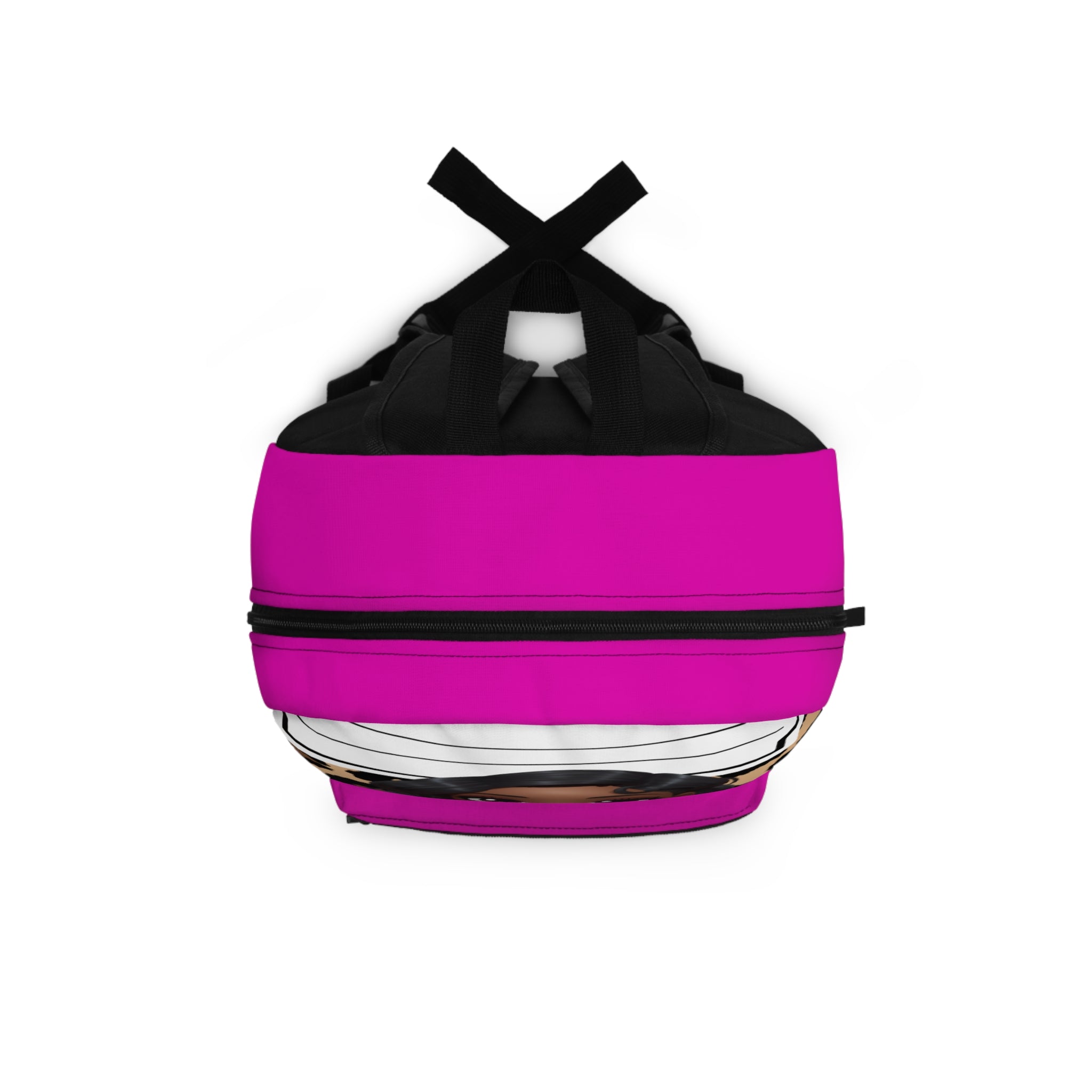 Personalized Pink Leopard Kids Backpack — Cute Black Doll Face Design, Name "Amber"