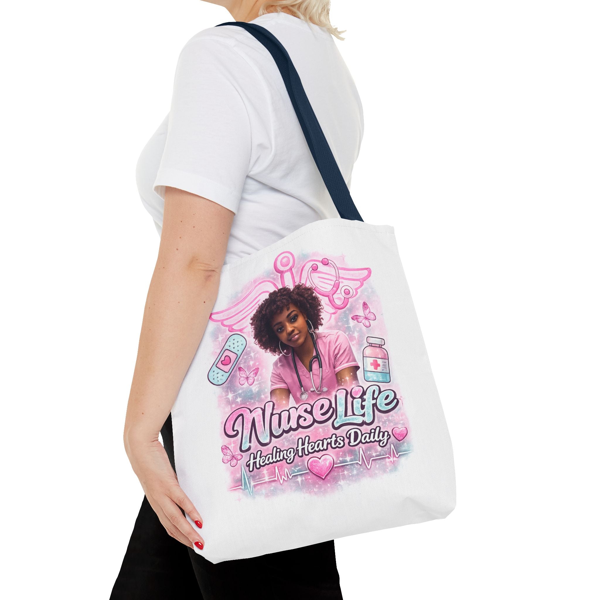Nurse Life Tote Bag — 'Nurse Life: Healing Hearts Daily' Pink Medical AOP Tote