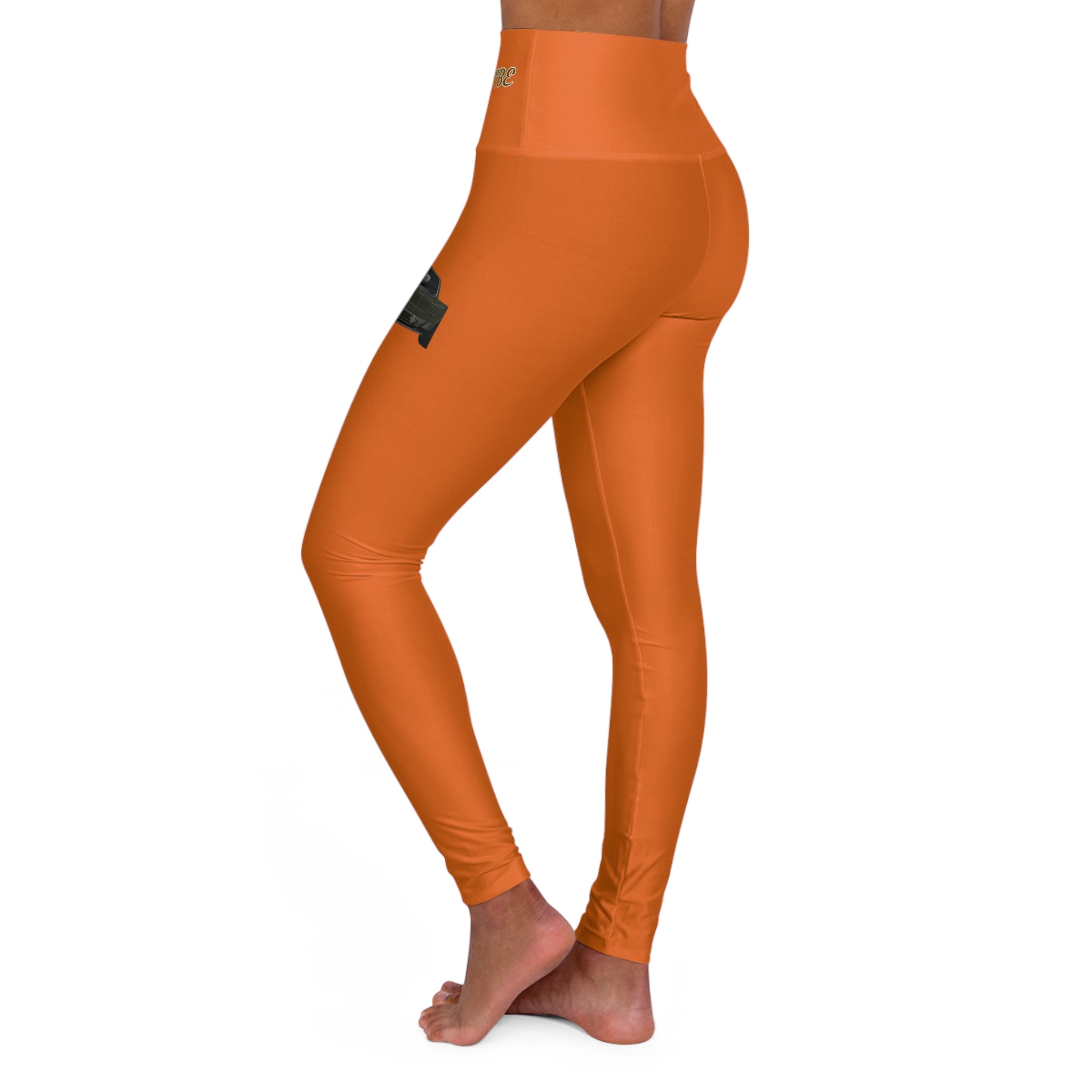High-Waist Yoga Leggings — Burnt Orange Graphic Fit