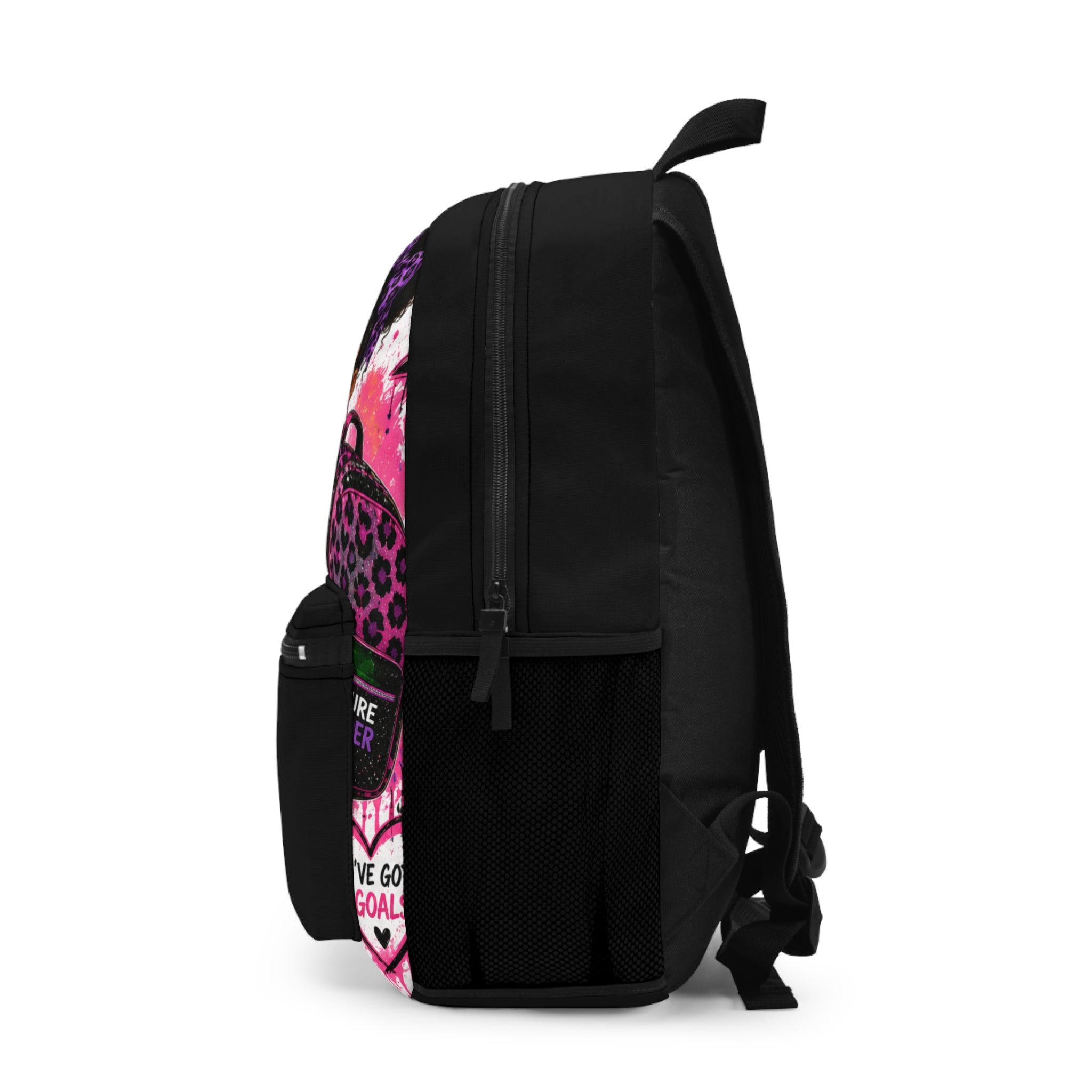Personalized Girls' Backpack — 'Don't Stop' Pink & Purple Graphic School Bag (Custom Name)