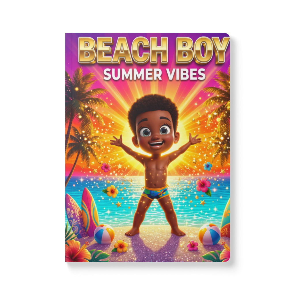 Beach Boy Summer Vibes Softcover Journal — Kids' Tropical Beach Diary