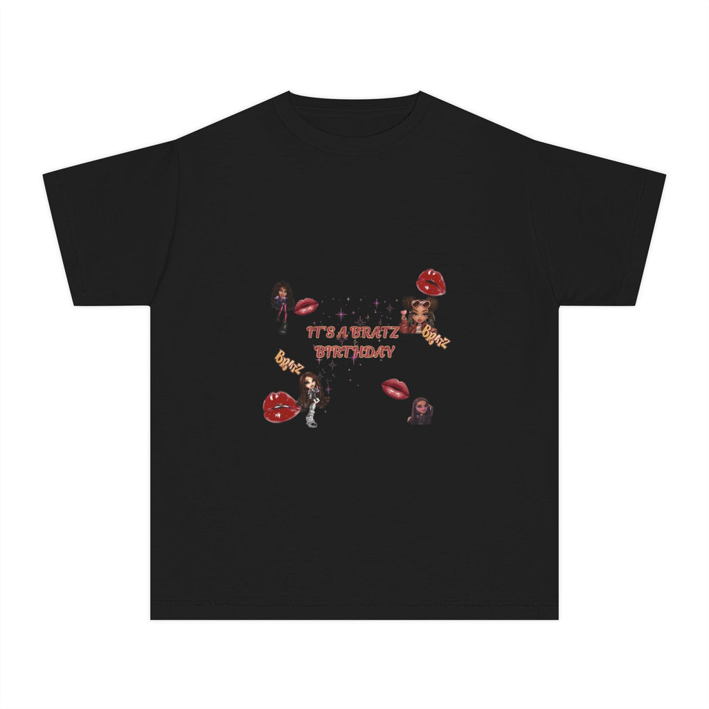 Youth Tee — "It's a Crazy Birthday" Graphic Shirt with Red Lips & Name Backing (Constance)