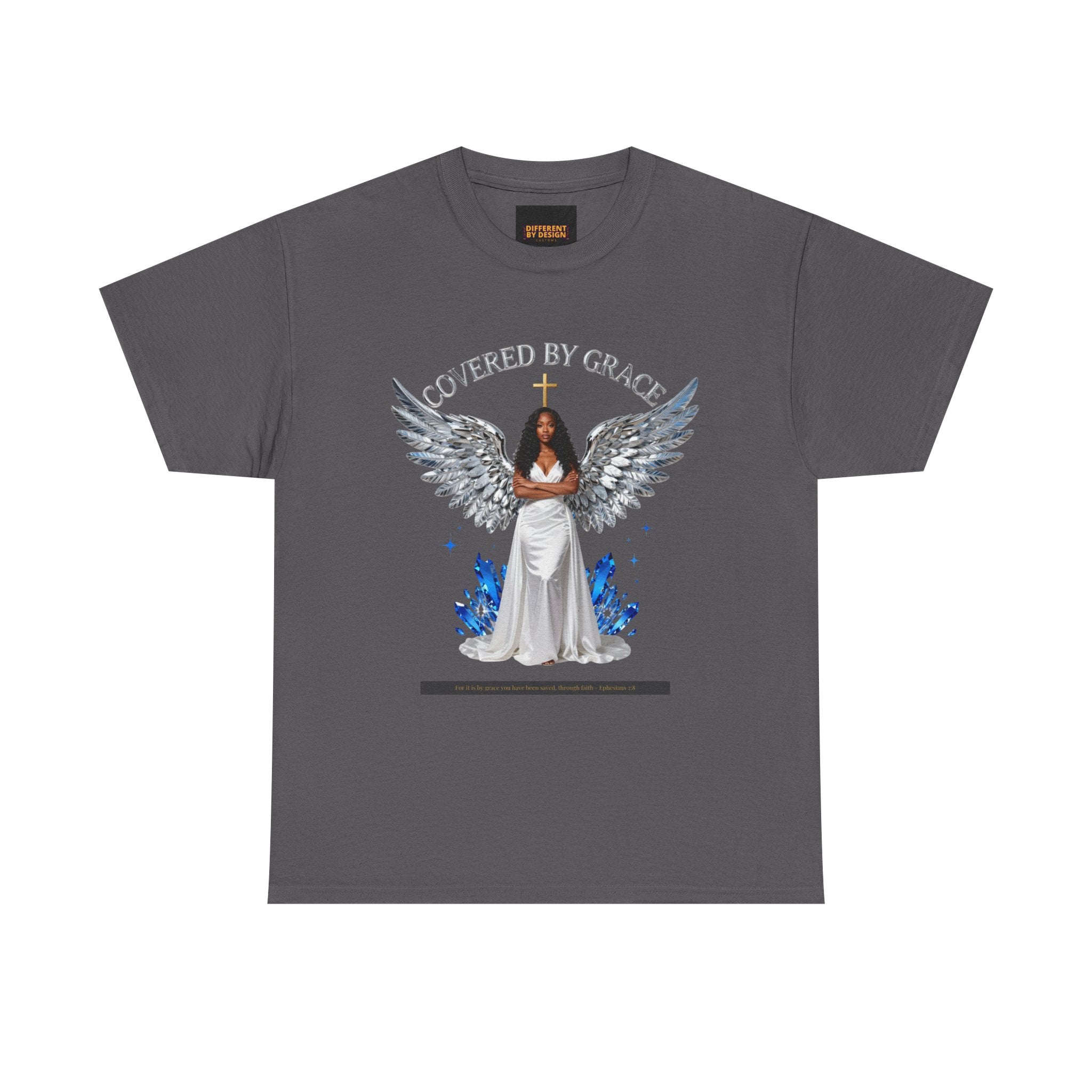 Covered by Grace Angel Tee — Christian Inspirational Women’s T-Shirt