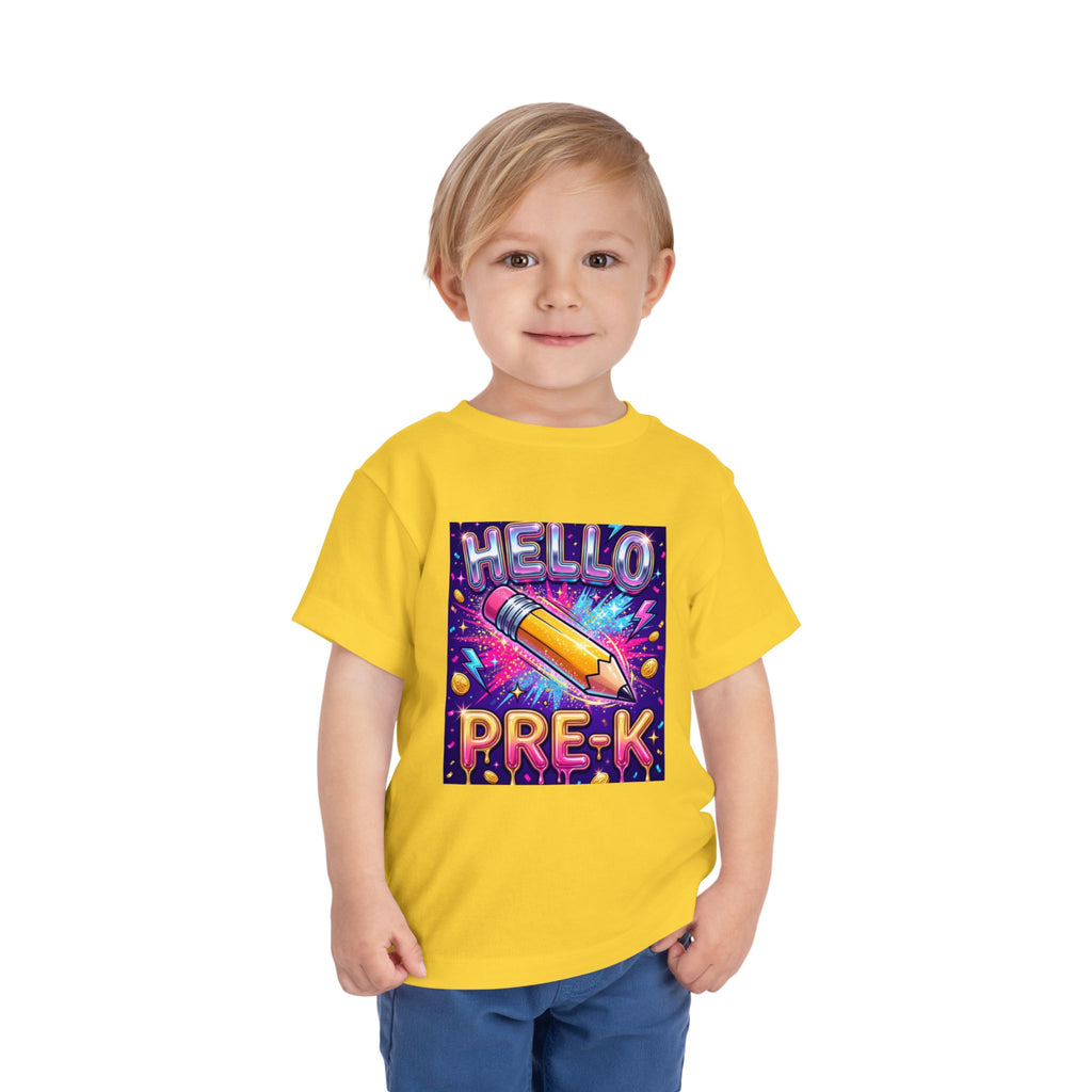 Hello Pre-K Toddler Tee - Bright Pencil Back to School Shirt