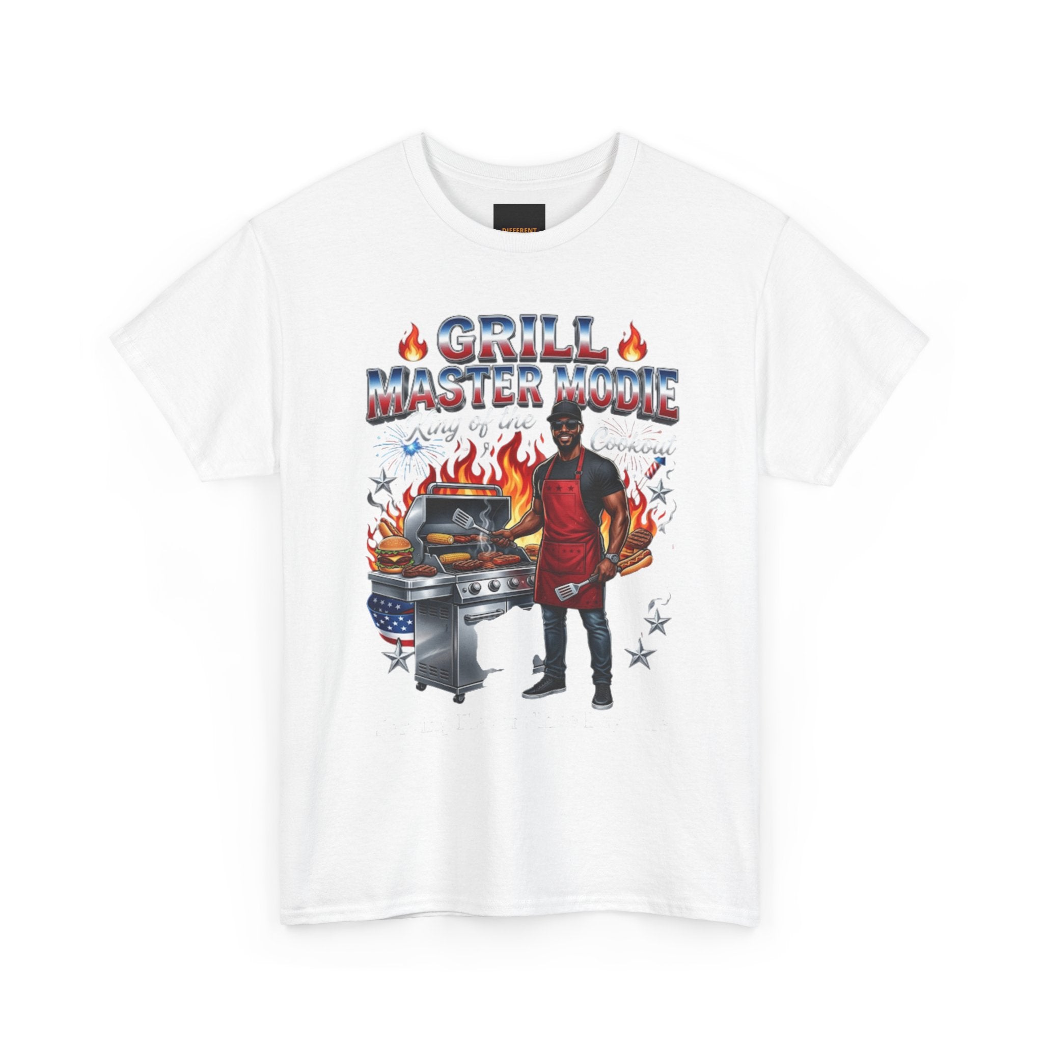 Grill Master Mode T‑Shirt — Funny BBQ Dad Tee with Flames & Grill
