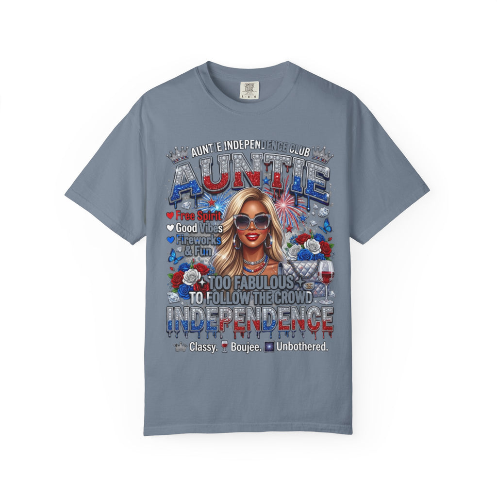 Auntie Independence Patriotic T-Shirt — "Too Fabulous to Follow the Crowd" 4th of July Tee