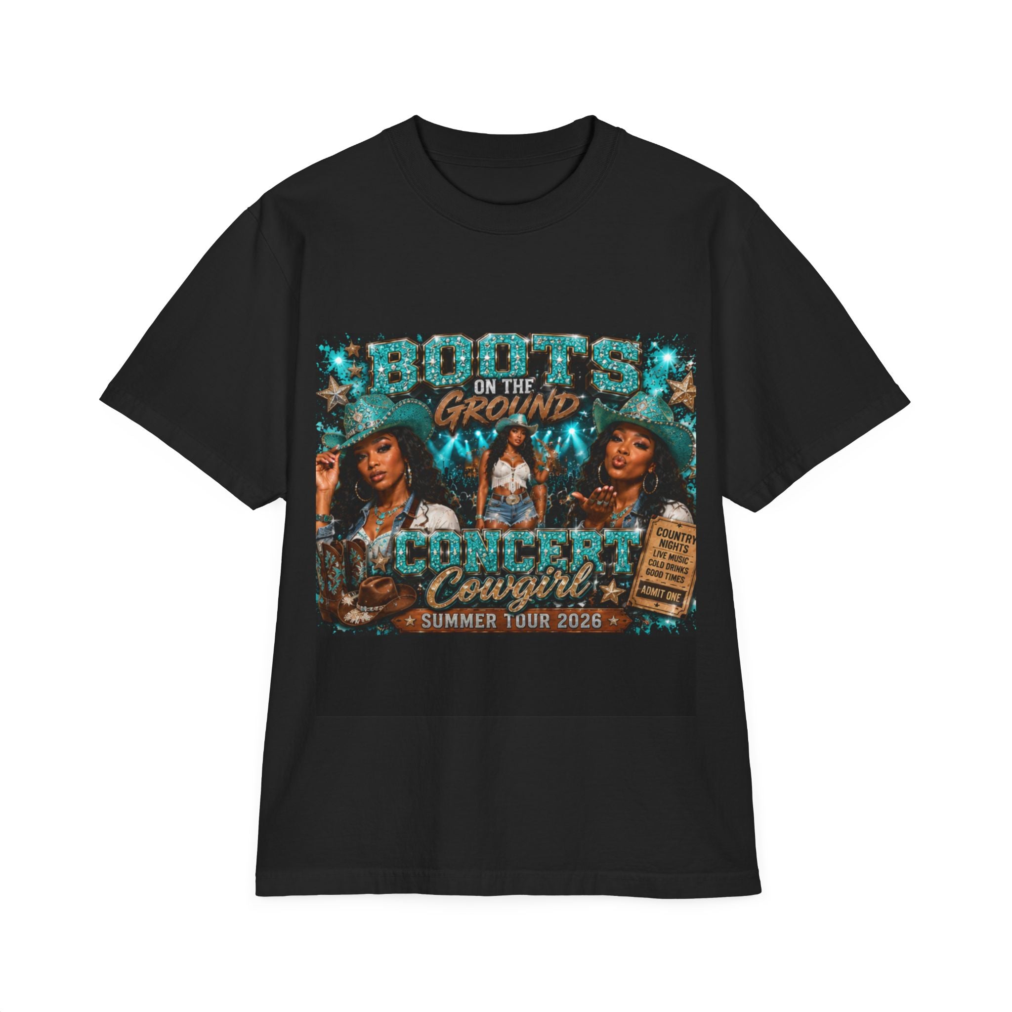 Concert Cowgirls Graphic T-Shirt — 'Boots on the Ground' Tour Tee