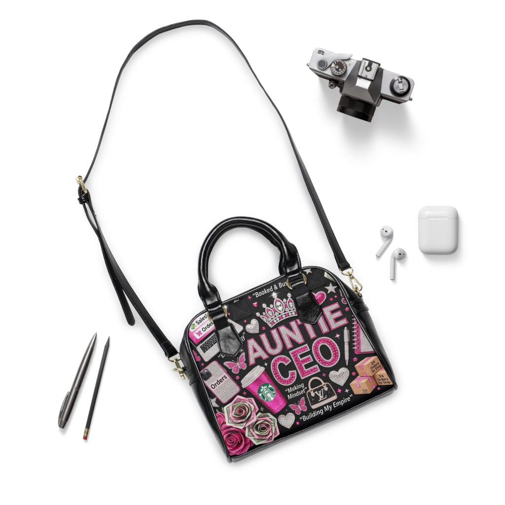 Auntie CEO Shoulder Handbag — Pink Empowerment Tote for Entrepreneurial Aunts