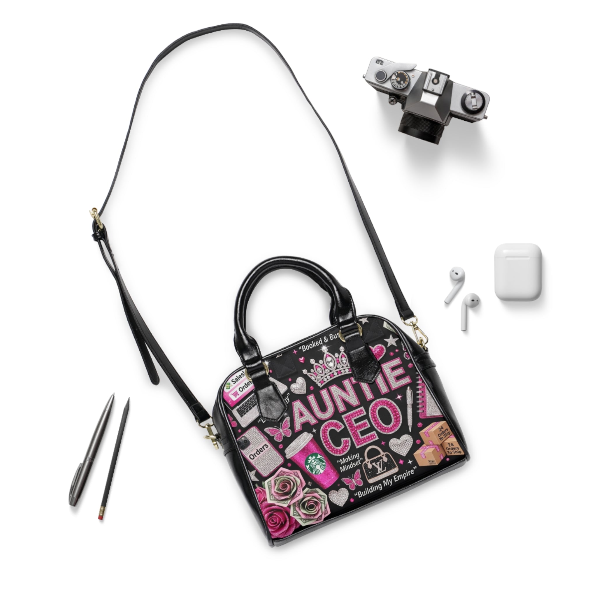 Auntie CEO Shoulder Handbag — Pink Empowerment Tote for Entrepreneurial Aunts