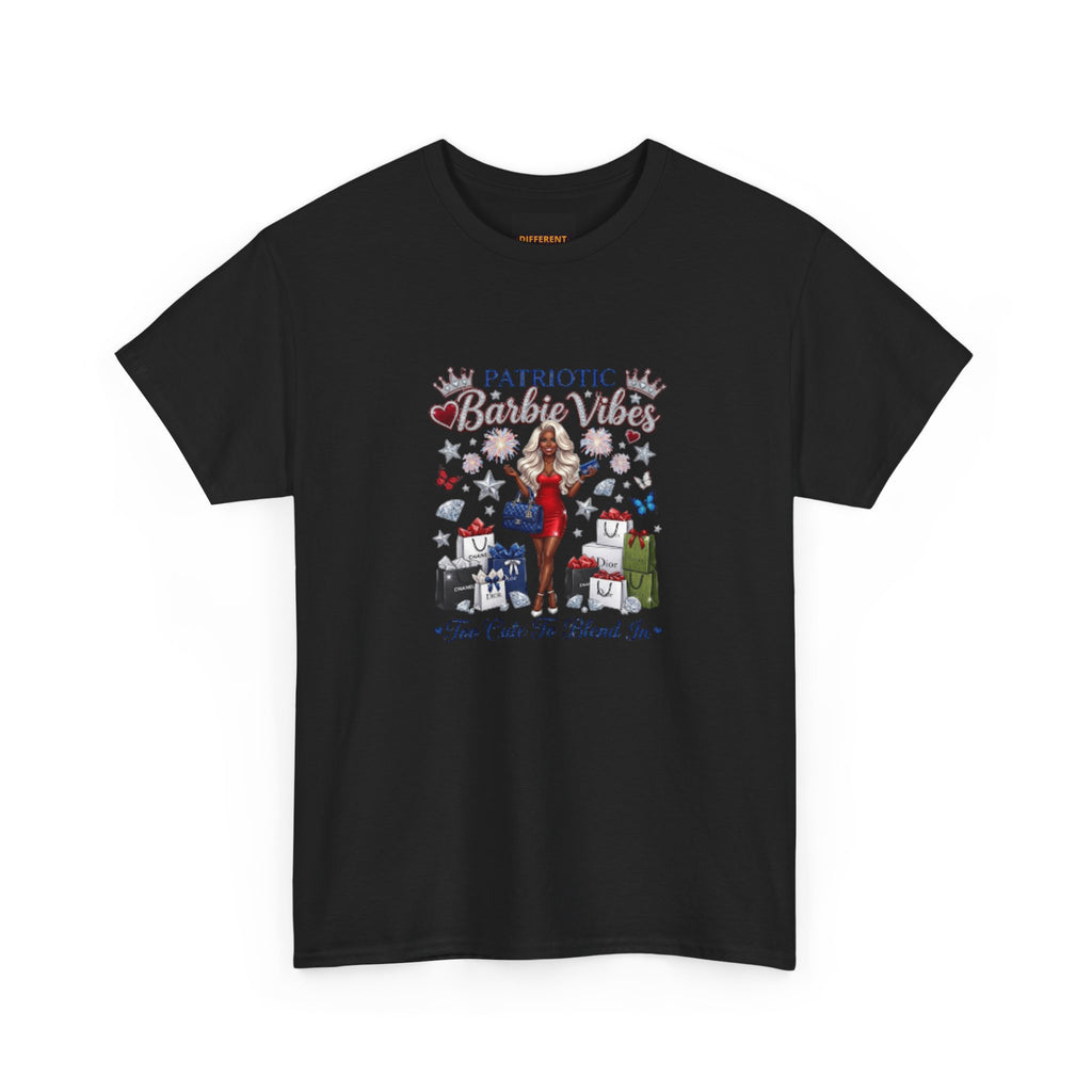 Patriotic Beachy Vibes Tee — "Too Cute to Blend In" Graphic T-Shirt