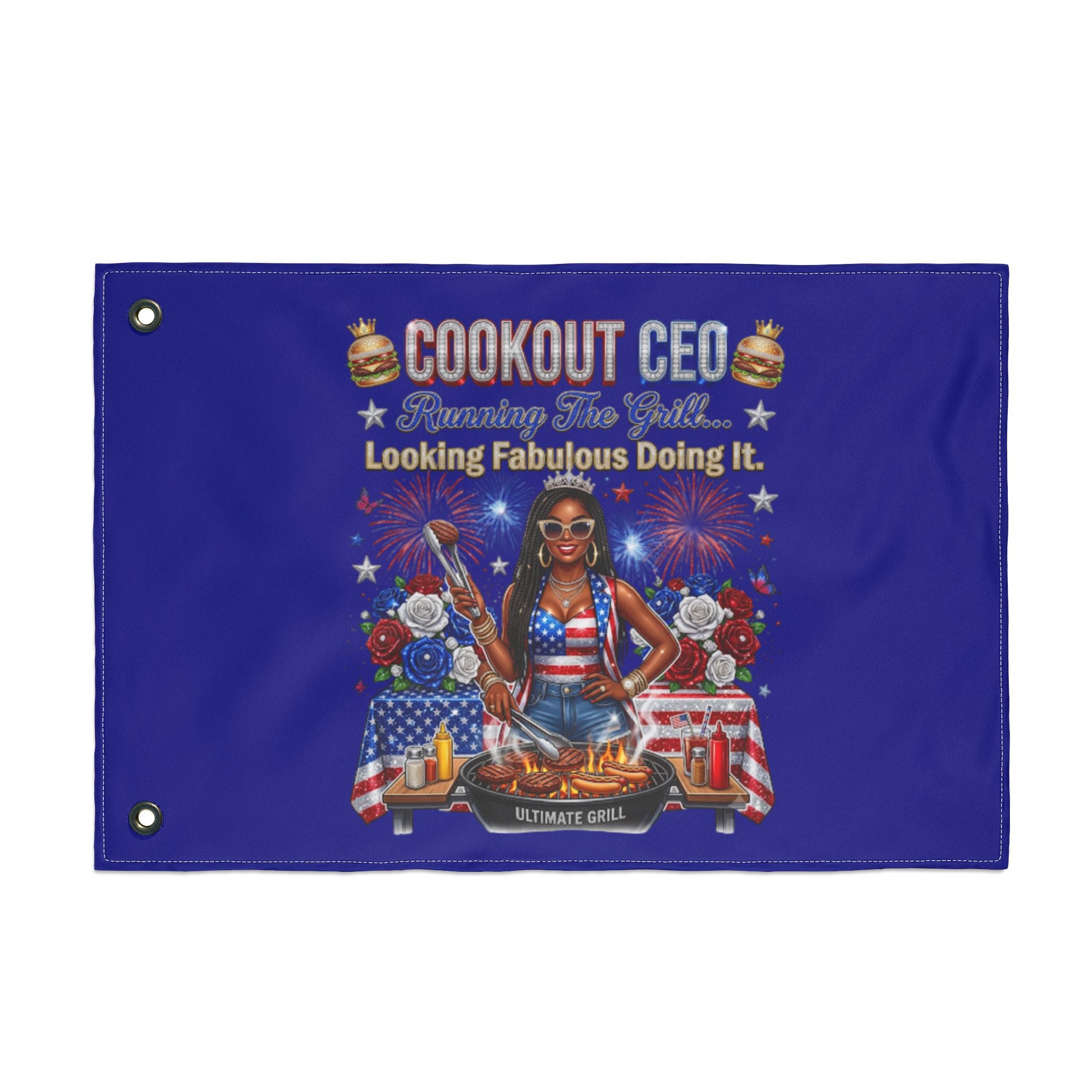 Cookout CEO Flag – “Looking Fabulous Doing It” Double-Sided Patriotic BBQ Decor