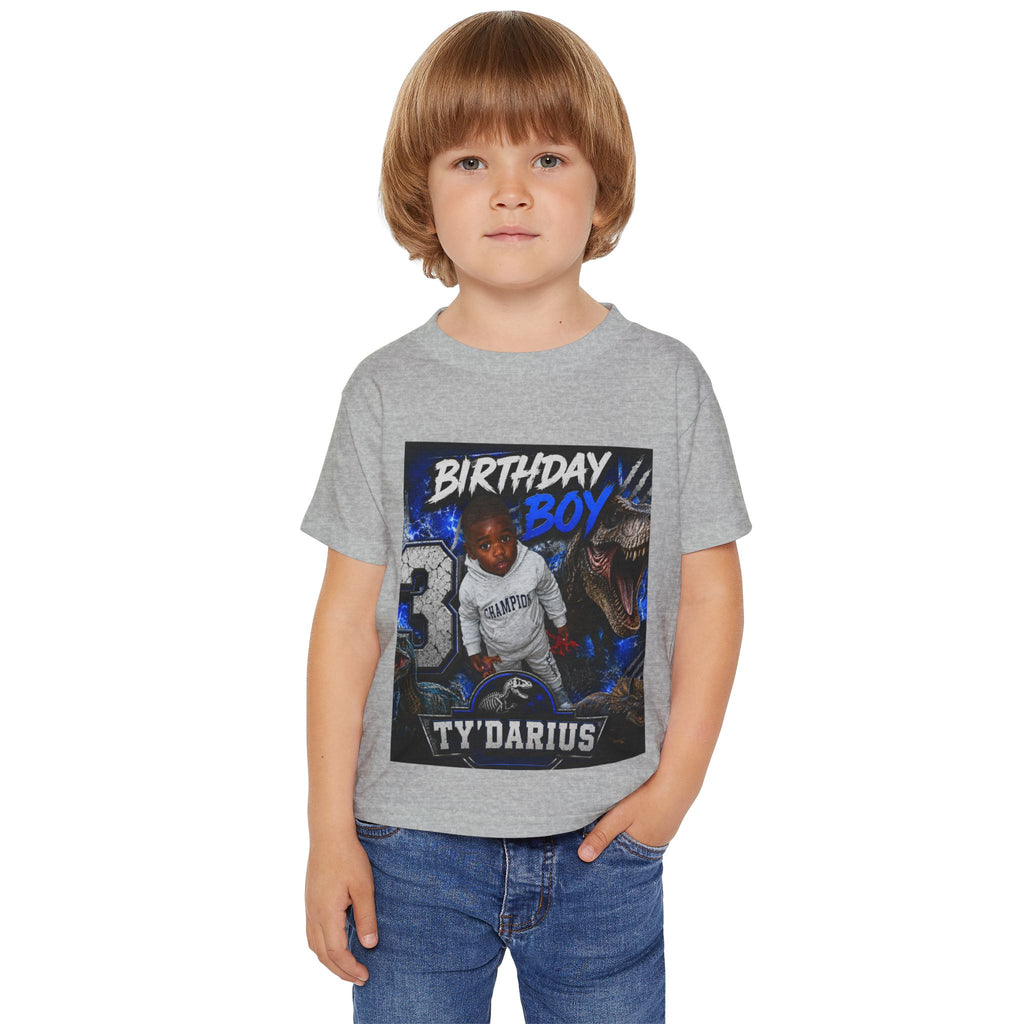 Birthday Boy Toddler T‑Shirt — Personalized 'Ty'Darius' Dino Party Shirt