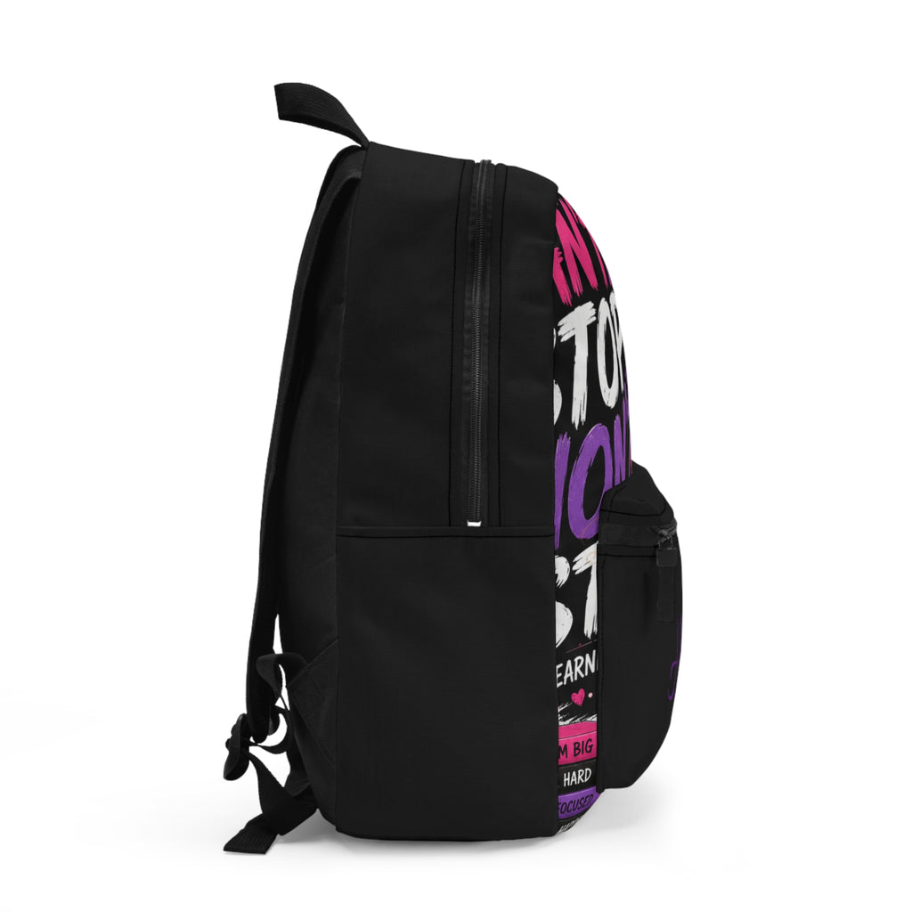 Personalized Girls' Backpack — 'Don't Stop' Pink & Purple Graphic School Bag (Custom Name)