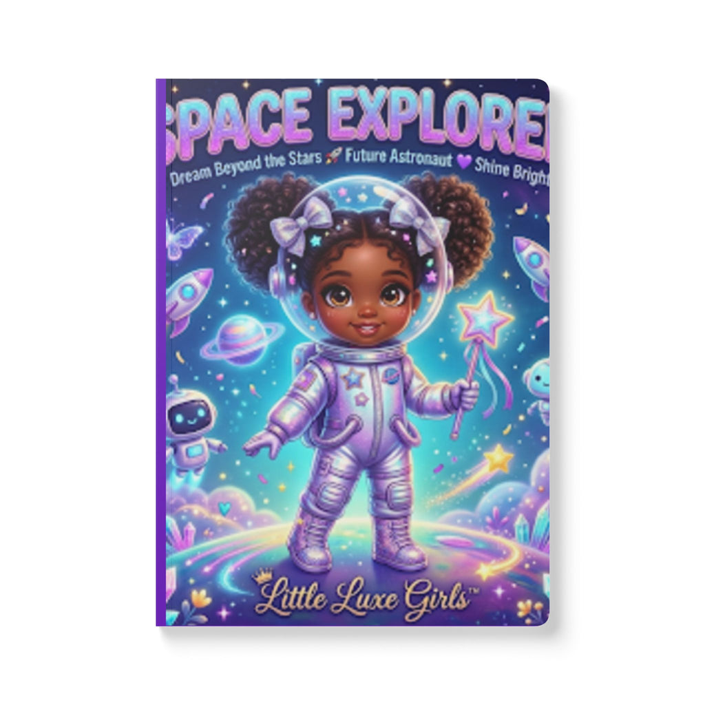 Space Explorer Softcover Journal — Cute Little Luxe Girls Astronaut Notebook