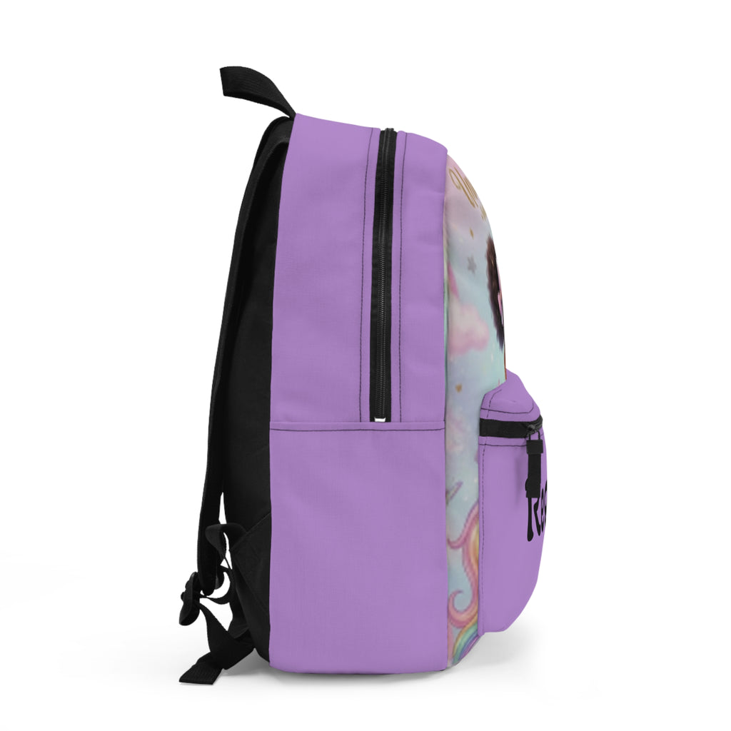 Unicorn Dreams Kids Backpack — Personalized "Regine" Pastel Purple School Bag