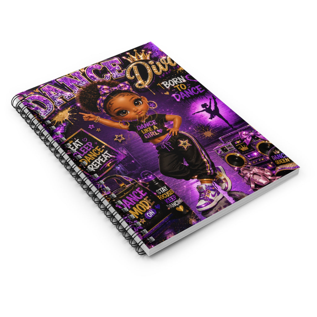 Dance Diva Notebook — Ruled Spiral Journal (Born to Dance, Purple)