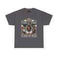 Graduation Tee — "Finally Done" Class of 2026 Personalized Cap & Gown Design