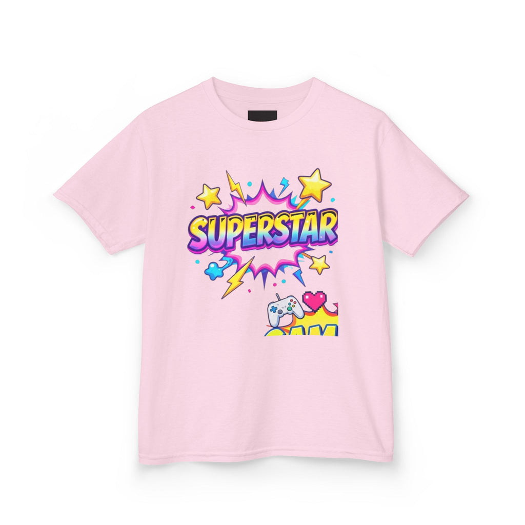 Kids 'Superstar' Graphic Tee — Colorful Stars & Cute Cat Design