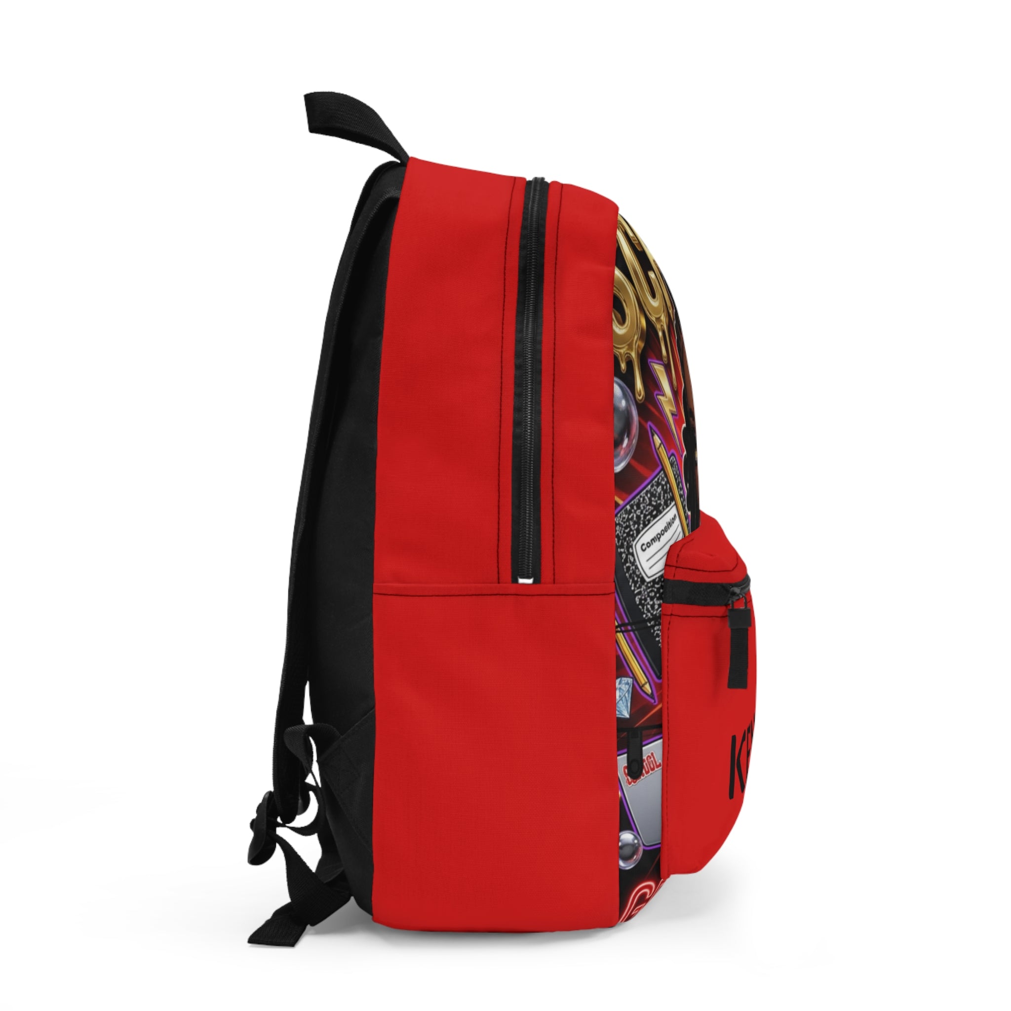 Personalized 'SCHOLAR' Red Backpack — Custom Name Kendra, Motivational Student Bookbag