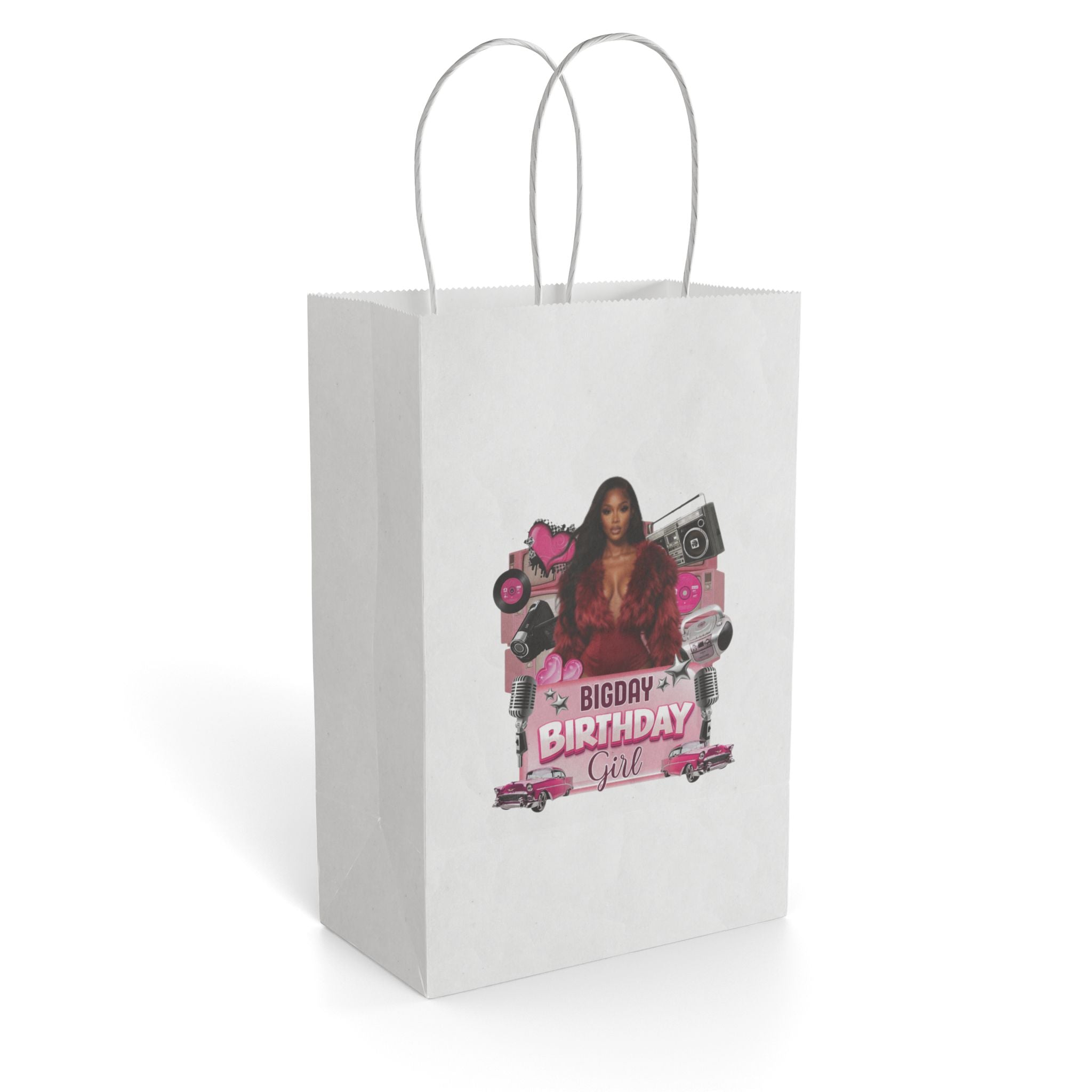 Birthday Girl Paper Gift Bag - Pink Glam Party Favor Bag