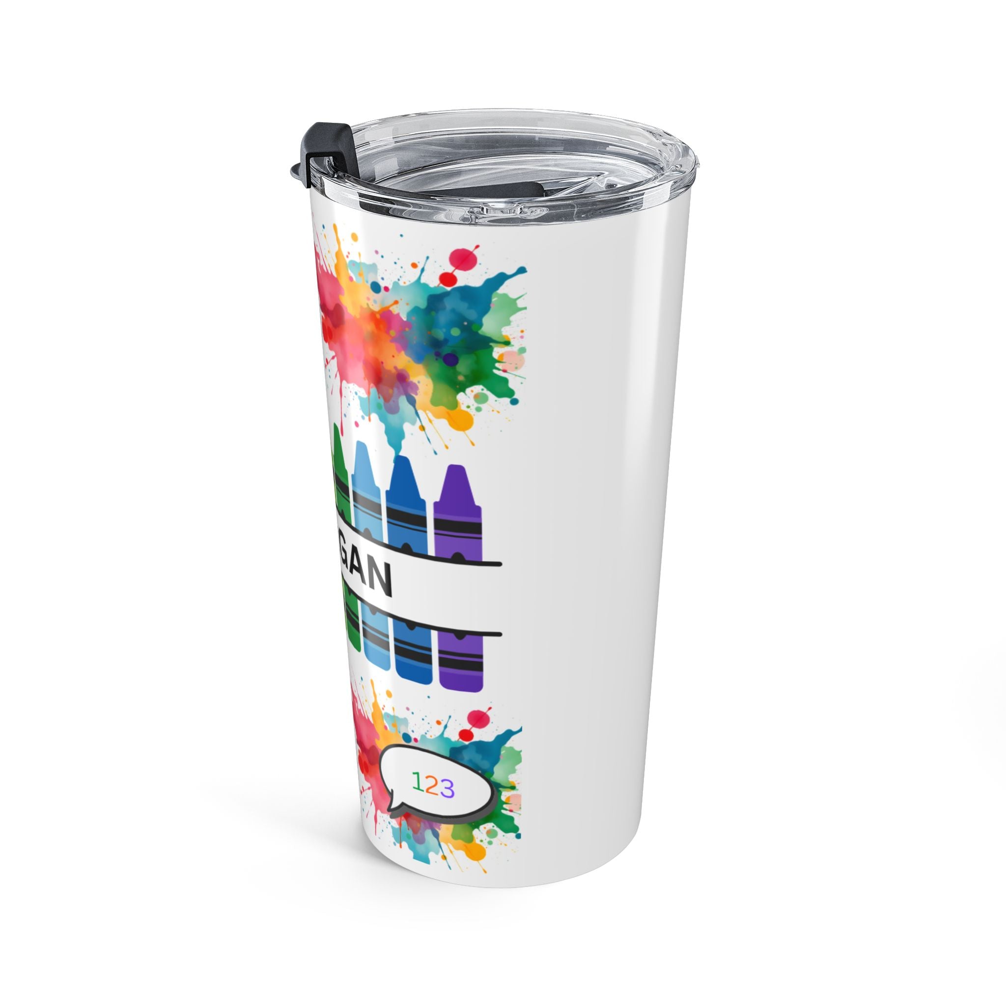 Personalized Crayon Rainbow 20oz Tumbler — Custom Name Teacher Gift