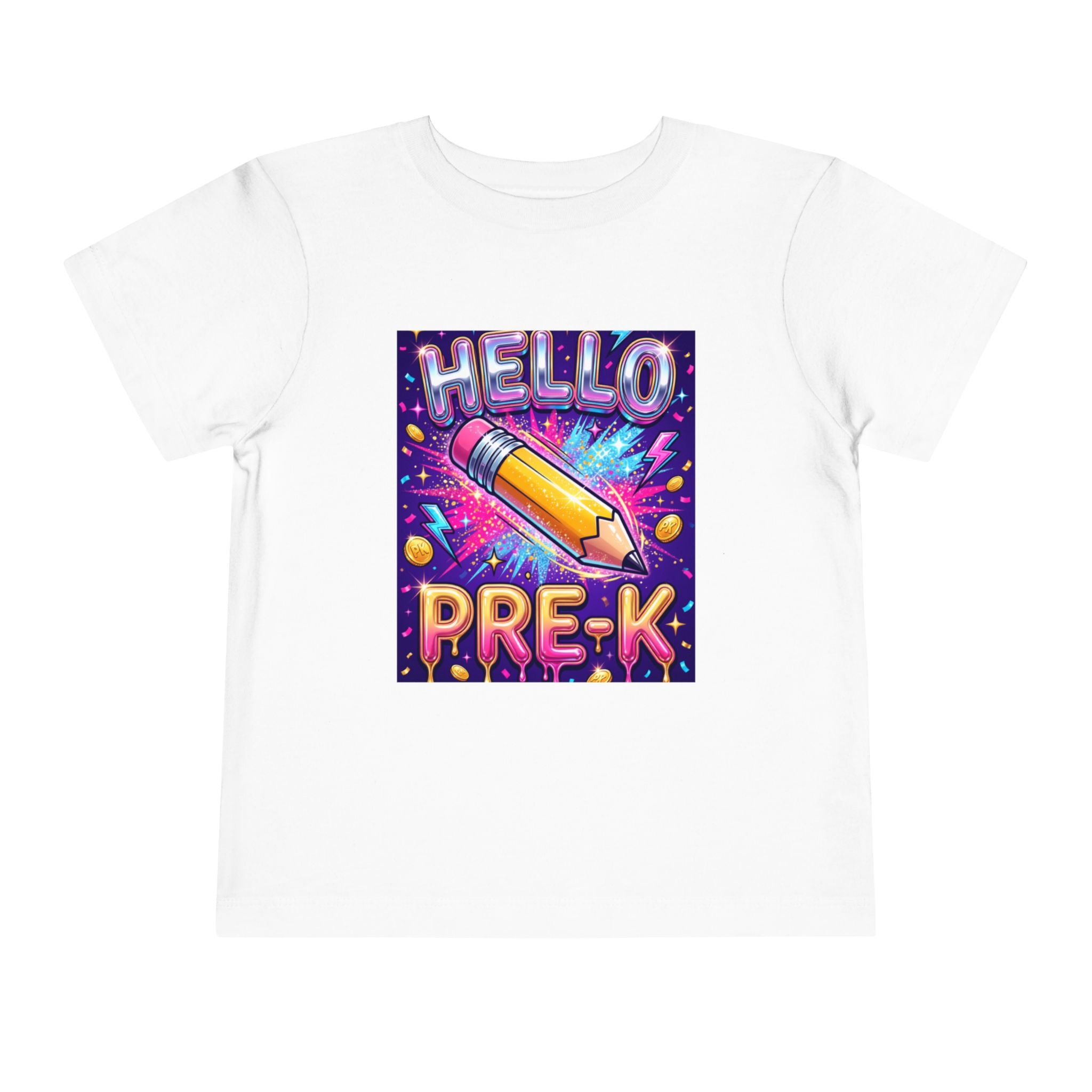 Hello Pre-K Toddler Tee - Bright Pencil Back to School Shirt