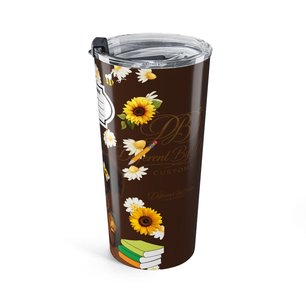 20oz Composition Book Tumbler – Cute Black Girl with Daisies Travel Cup