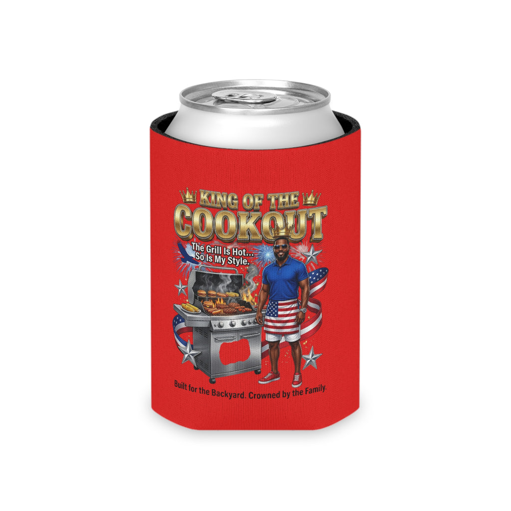 Can Cooler - "King of the Cookout" BBQ Patriotic Grill Master Cooler Sleeve