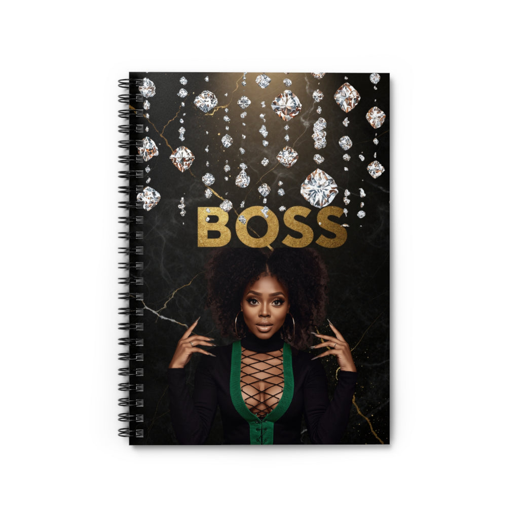 Boss Woman Spiral Notebook — Glam Luxe Ruled Journal with 'BOSS' Design