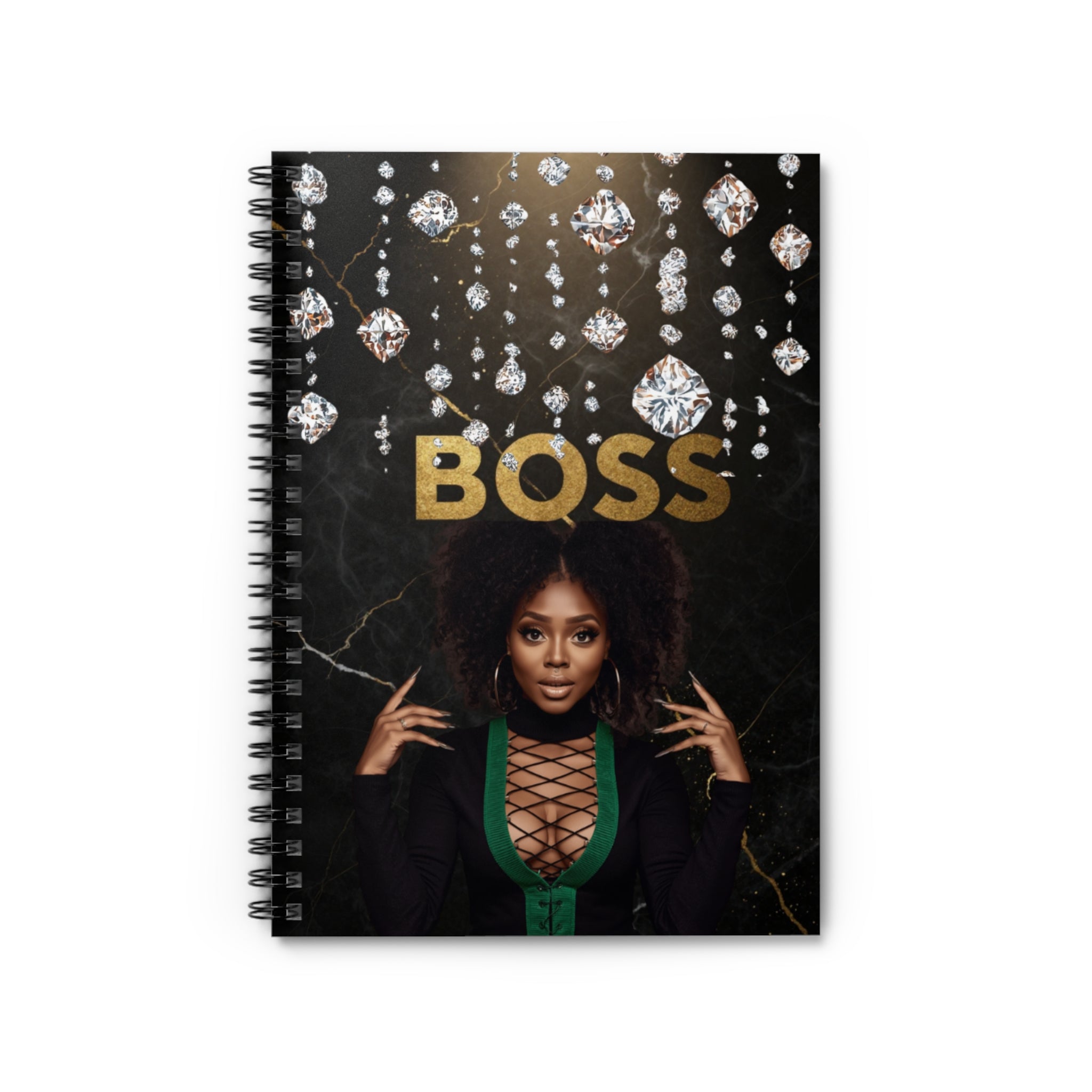 Boss Woman Spiral Notebook — Glam Luxe Ruled Journal with 'BOSS' Design