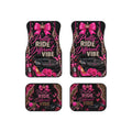 Car Mats - "Pretty Ride Different Vibe" Pink Glam Floor Mat Set (4pc)