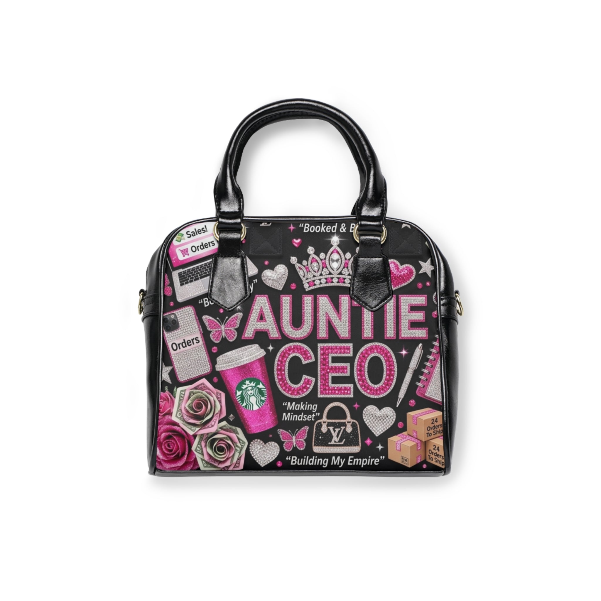 Auntie CEO Shoulder Handbag — Pink Empowerment Tote for Entrepreneurial Aunts