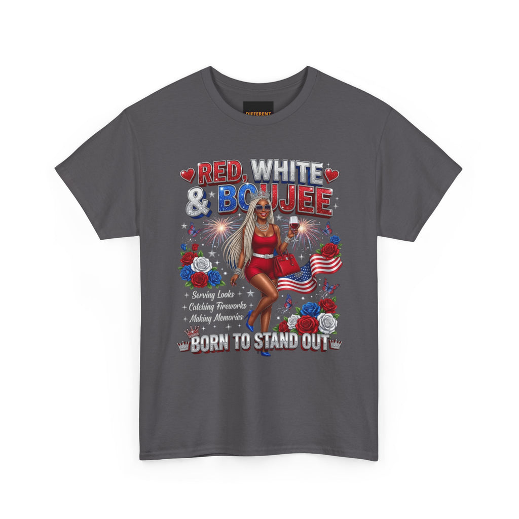 Patriotic "Red, White & Boujee" Tee — Born to Stand Out 4th of July Graphic Shirt