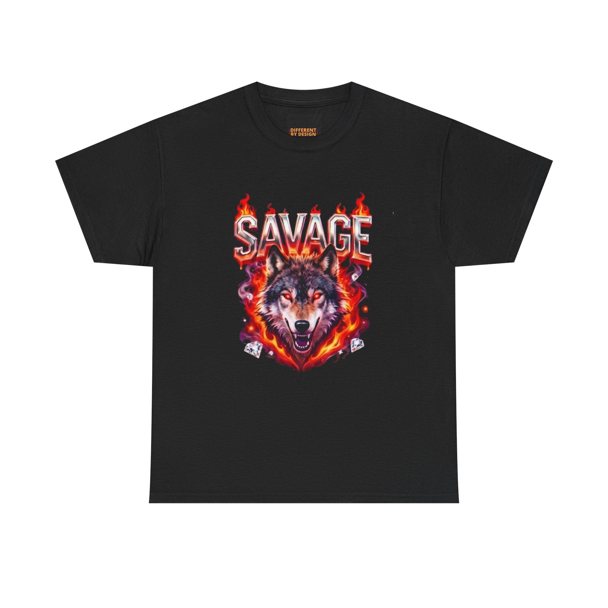 Savage Wolf Flame T-Shirt — Fiery Wolf Graphic Tee