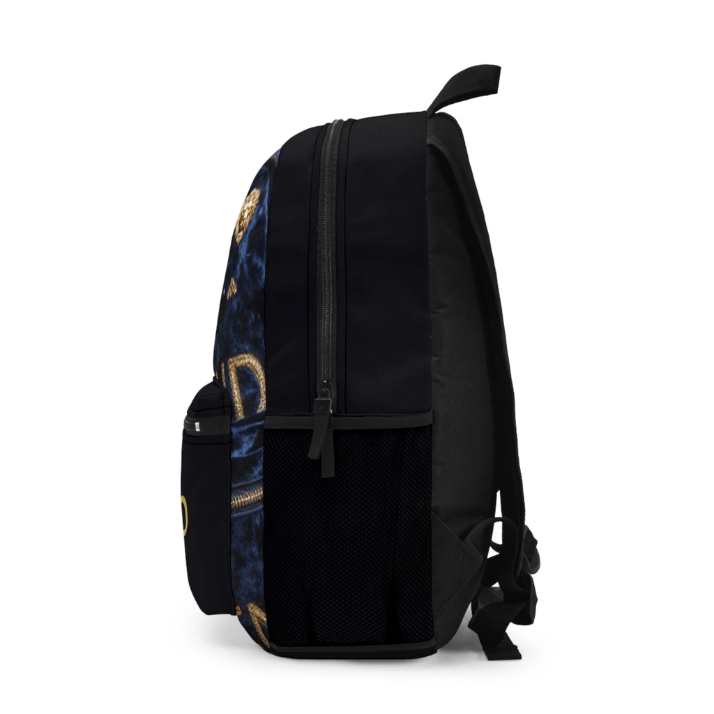 Personalized Gold Lion Emblem Backpack – Custom Name Antonio