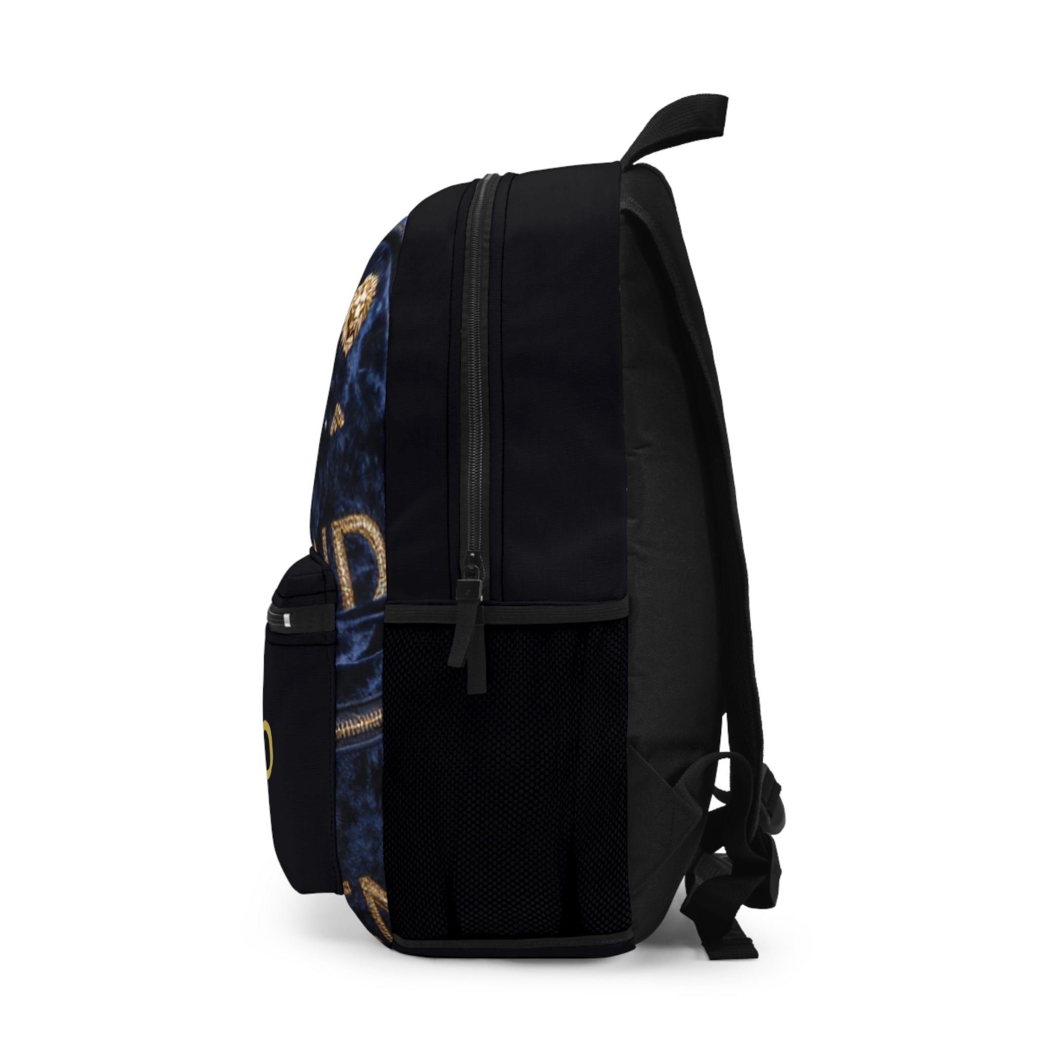 Personalized Gold Lion Emblem Backpack – Custom Name Antonio