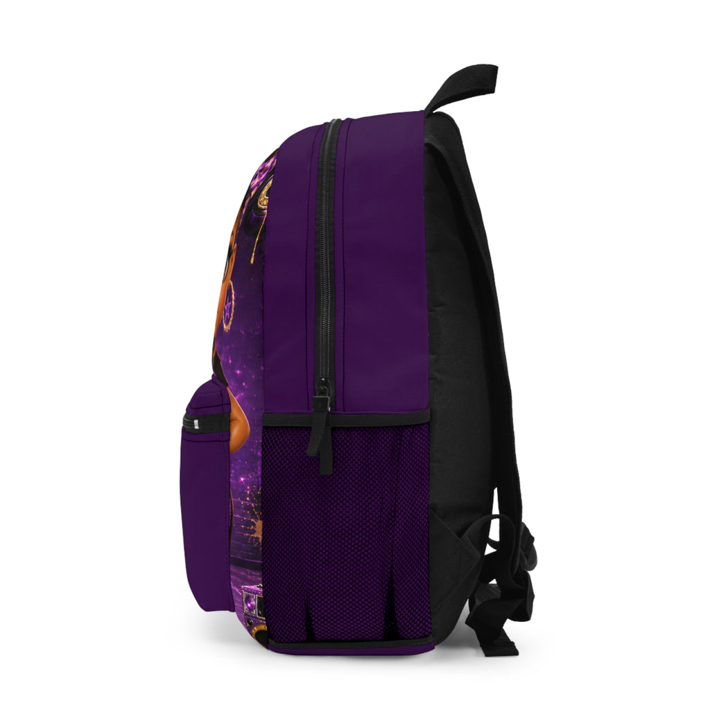 Purple Cute Girl Illustration Backpack — Kids School Bag with Inspirational Design