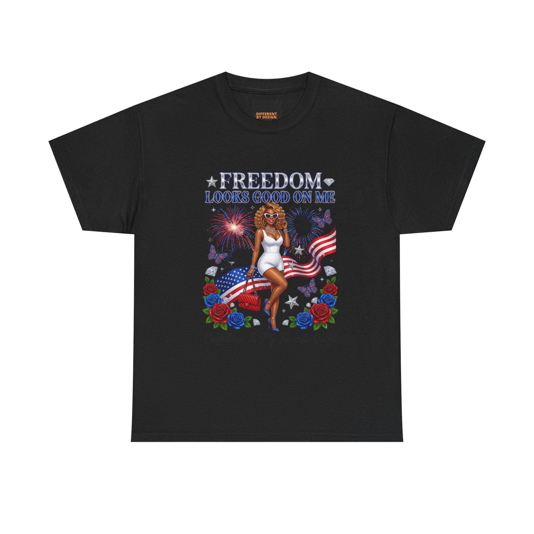Freedom Looks Good On Me Tee — Patriotic 4th of July Graphic Shirt