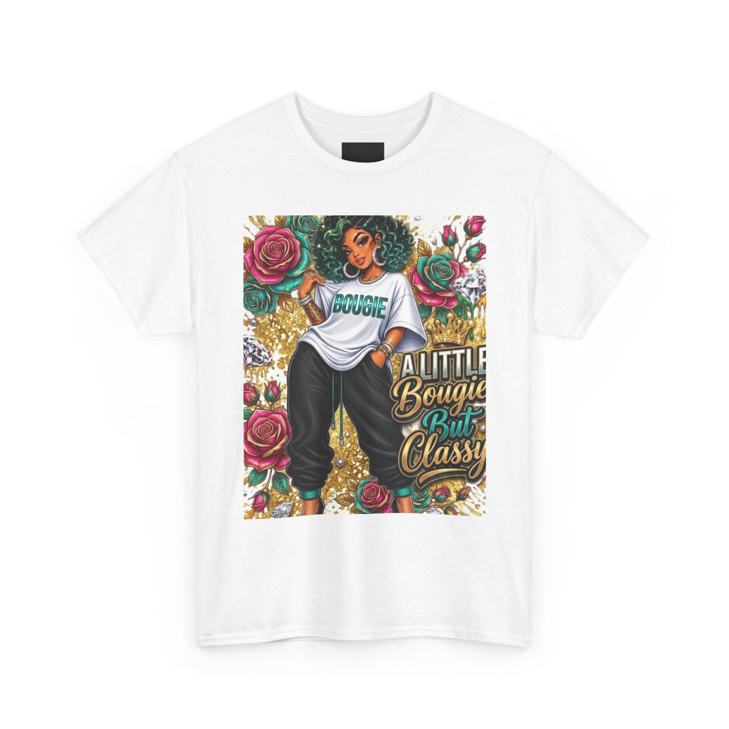 Graphic Tee — "A Little Bougie, But Classy" Floral Afrocentric Design