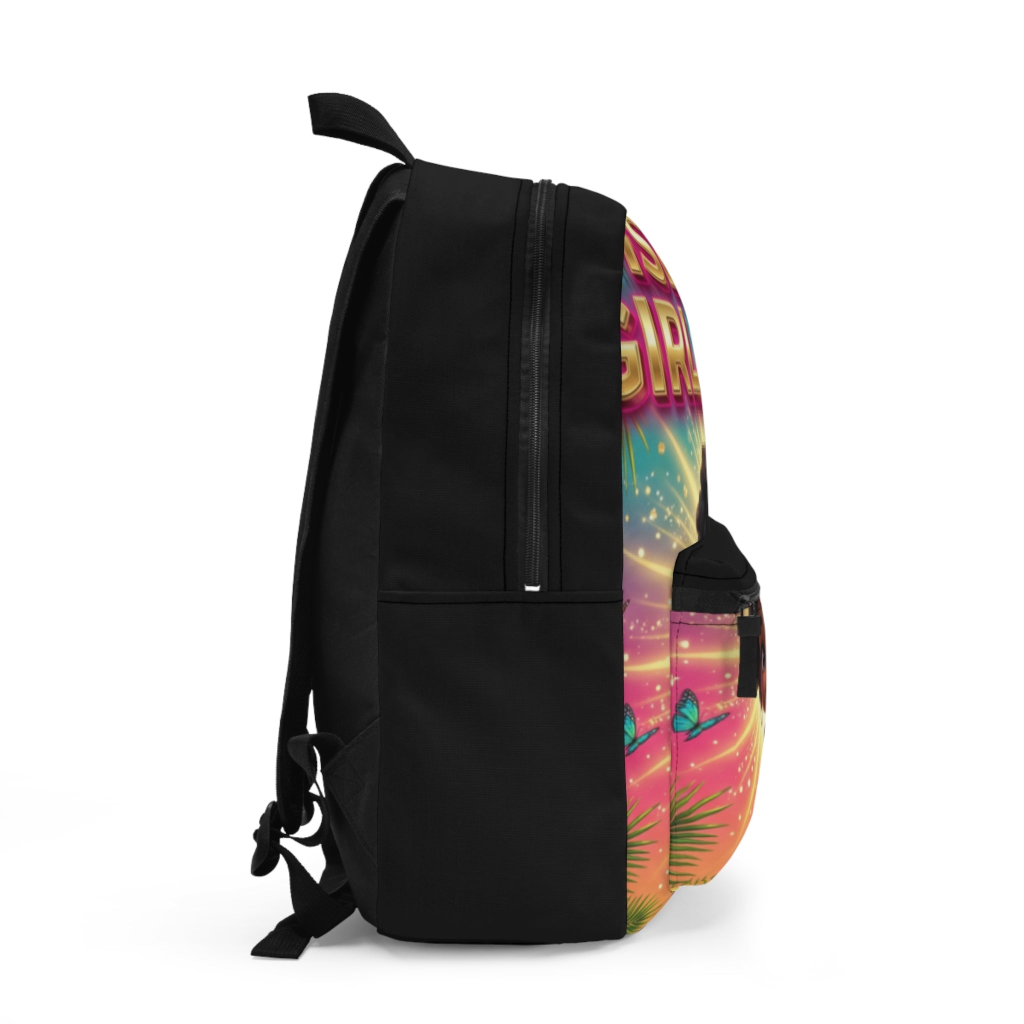 Island Girl Vibes Backpack — Cute Afro Girl Tropical Beach Daypack
