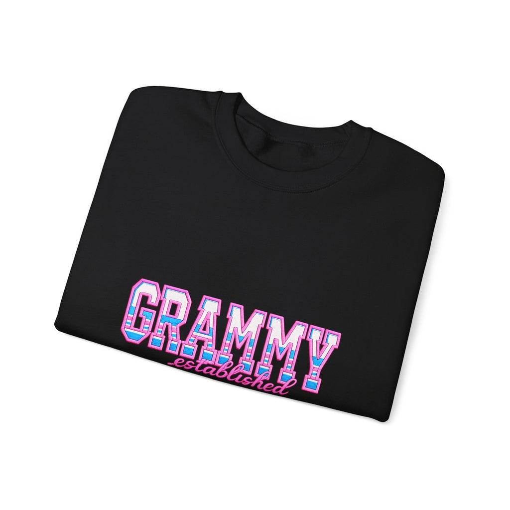 Grammy Established 2024 Crewneck Sweatshirt — Pink & Blue Retro Family Gift